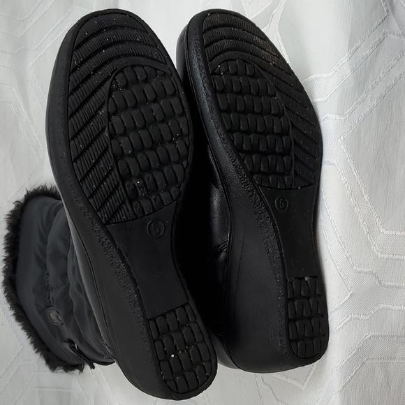 Black Calf length Wedge Heel faux fur lined Winter Boots Size 5 (6) - Picture 5 of 9